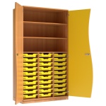 Wellentürenschrank, 190 cm hoch, 105x50 cm (B/T), Tür rechts gelb, 